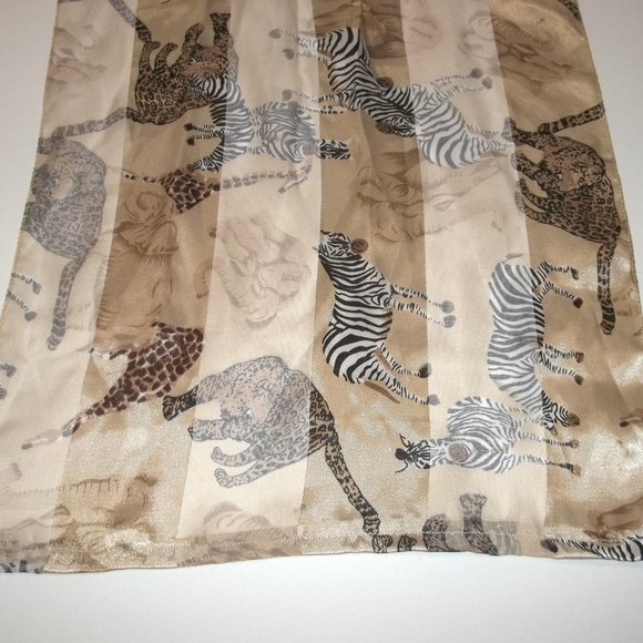 Scarf Animal Print Leopard Zebra Elephant Giraffe Brown Black White Safari S14 - Picture 4 of 7